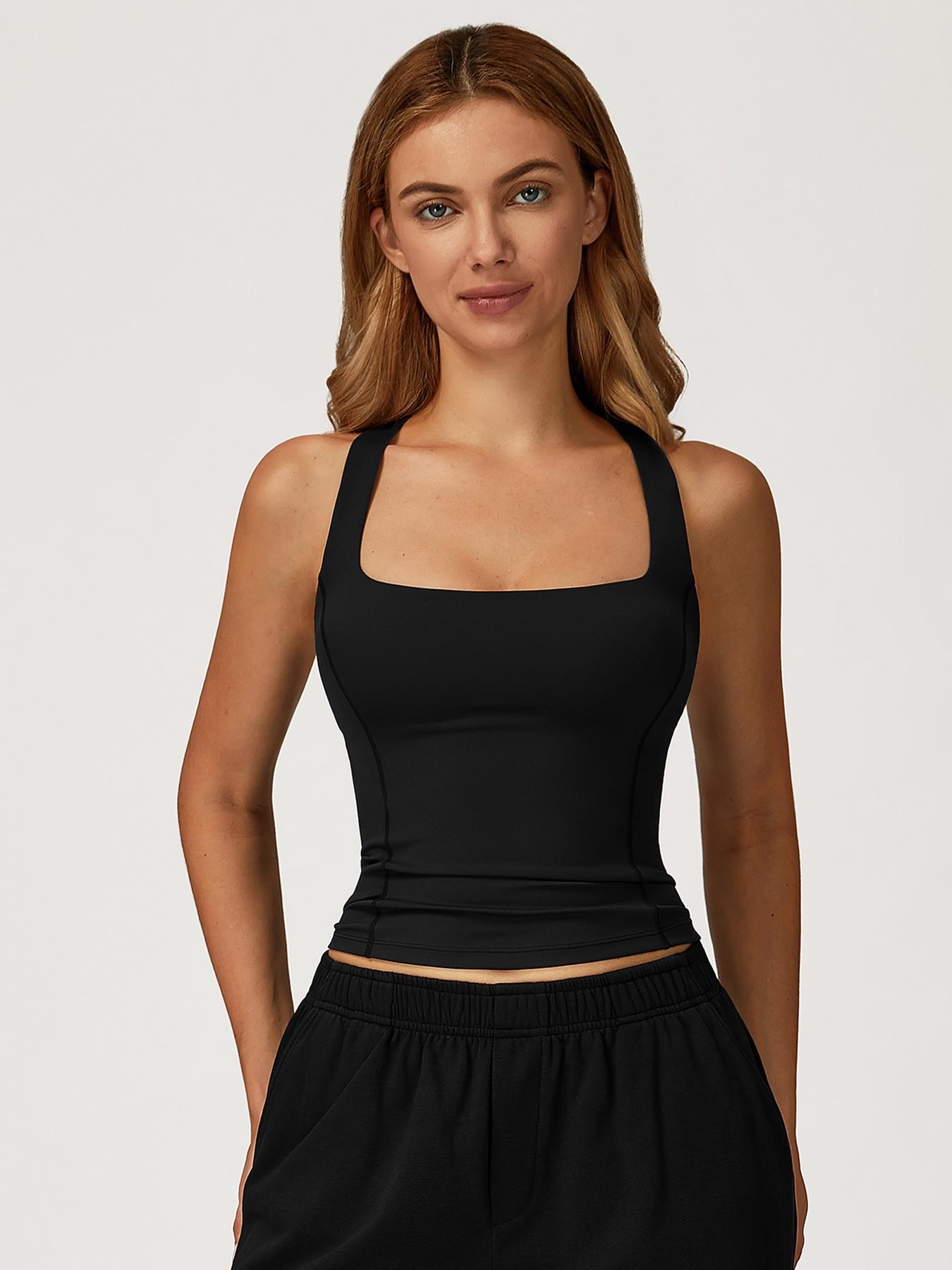 Women's Seamless Yoga Vest, Cross Back Design, Tight-Fitting Sports Tank Top, Sporty Cami Top for Outdoor Running & Fitness Workout Wear