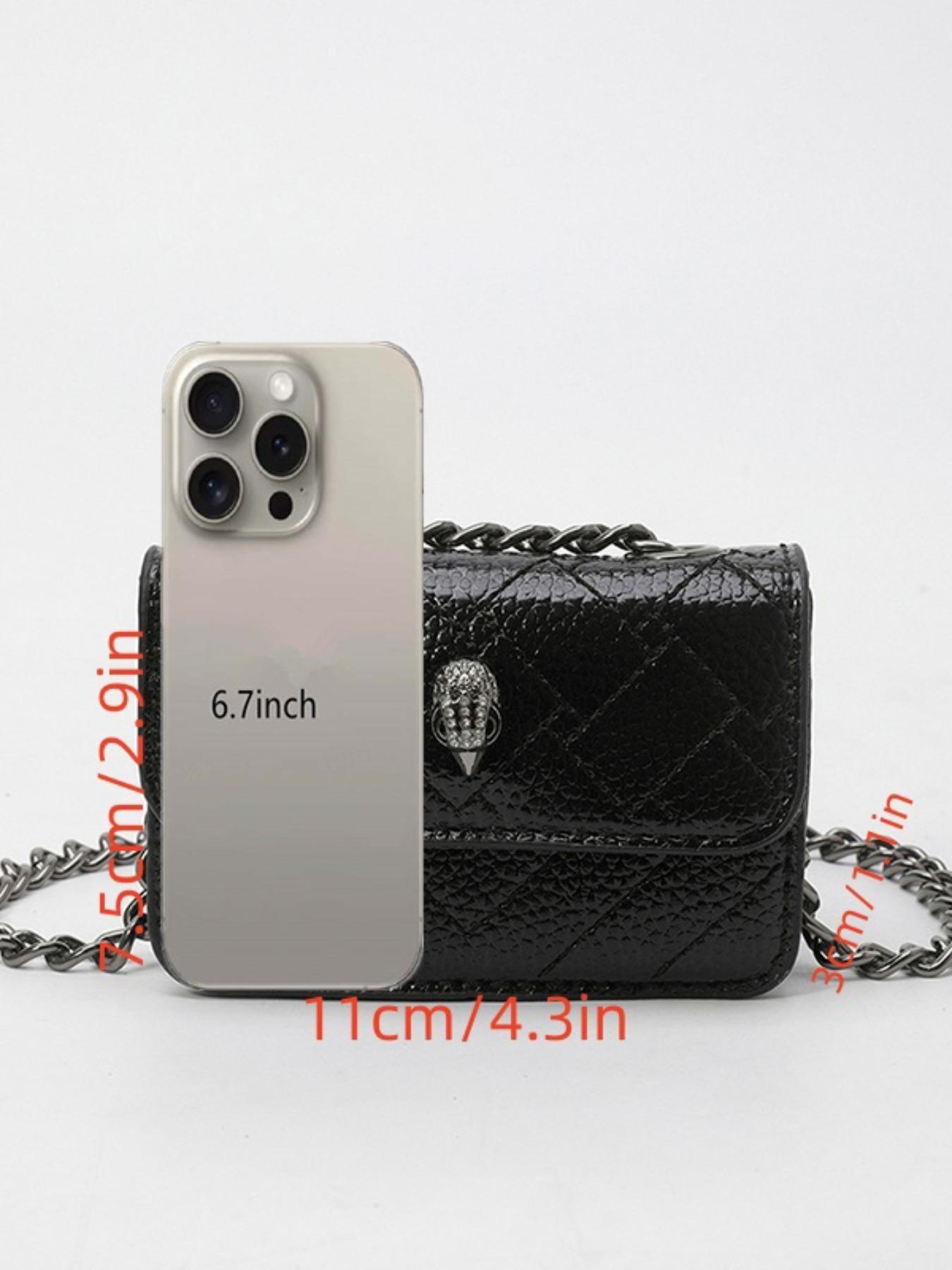 Women's Mini Chain Crossbody Bag, Plain PU Material, Casual Style, All-Season Fashion Accessory, Trendy Light Luxury Design