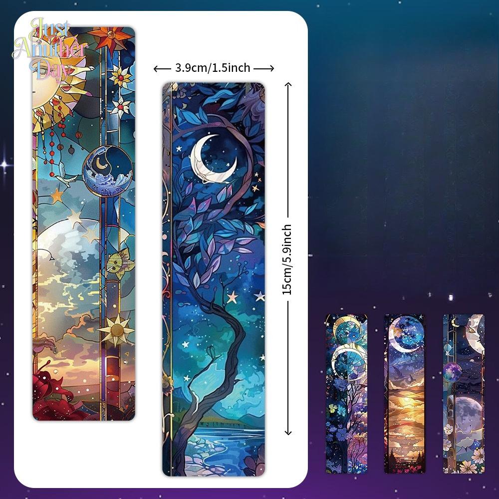 24PCS Stained Glass Style Art Bookmarks, Celestial & Floral Paper Bookmarks for Students, Colorful Decorative Cards for Novels, Textbooks, Reading Markers & Gifts