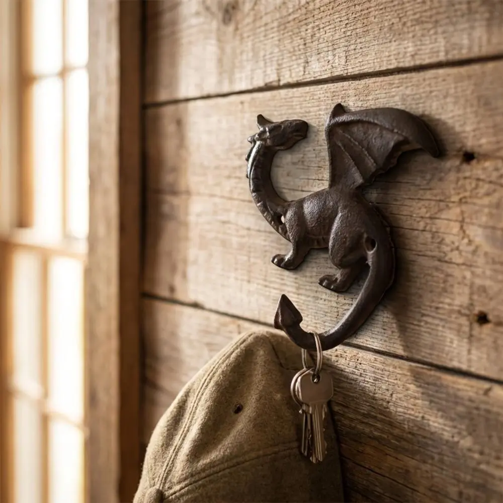 Heavy‑Duty Cast Dragon‑Shaped Hook. Bright Metal Wall‑Mounted Pendant, Suitable for Keys, Clothes, Hats, And Towels. Suitable for Use in Living Rooms, Bedrooms, Outdoors, And Gardening. Halloween Decoration Hook