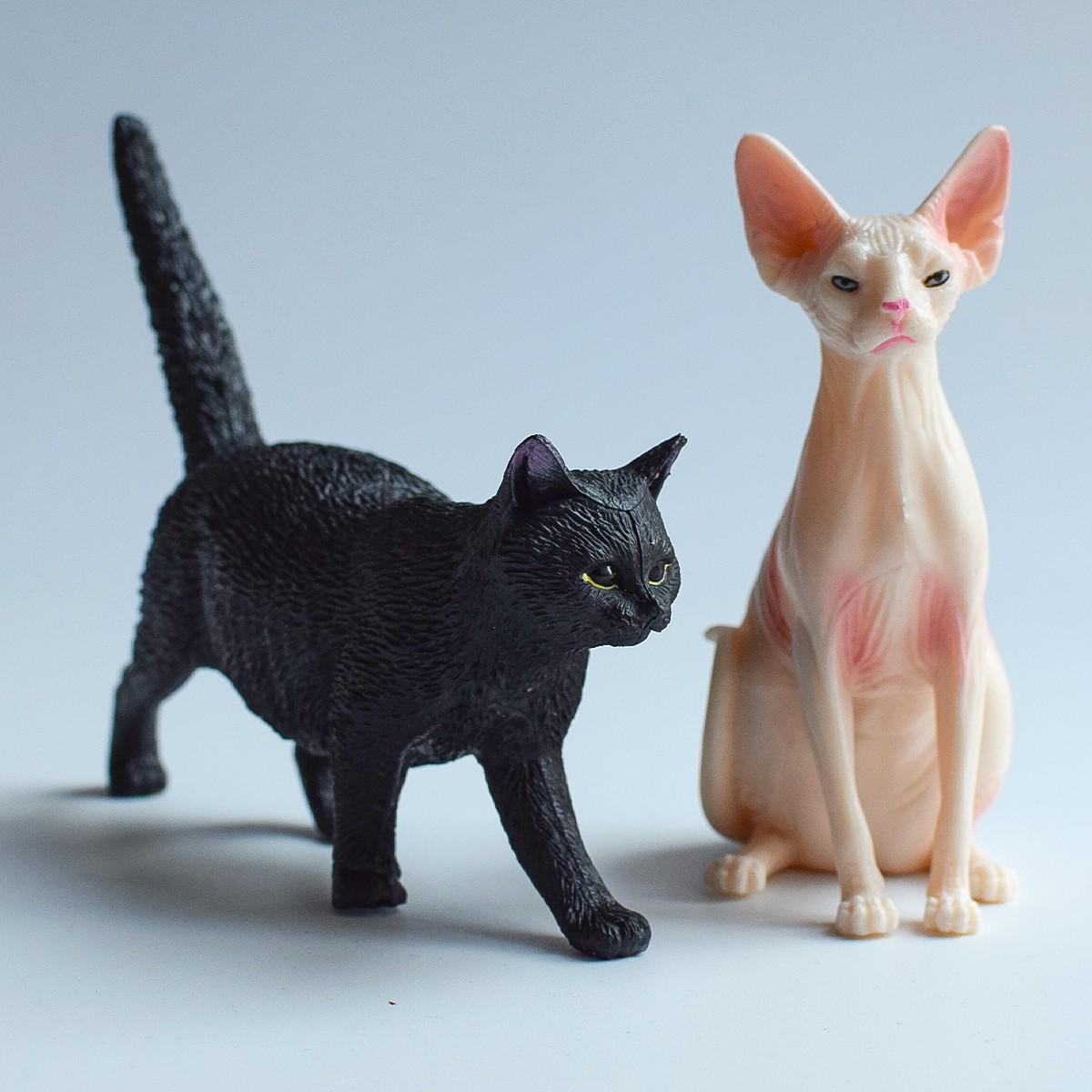 2 PVC Cat Models, and Hairless Cats, Elegant and Mystical, Pet House Decor, Desktop Ornament, Gift for Birthdays, Weddings, Holidays