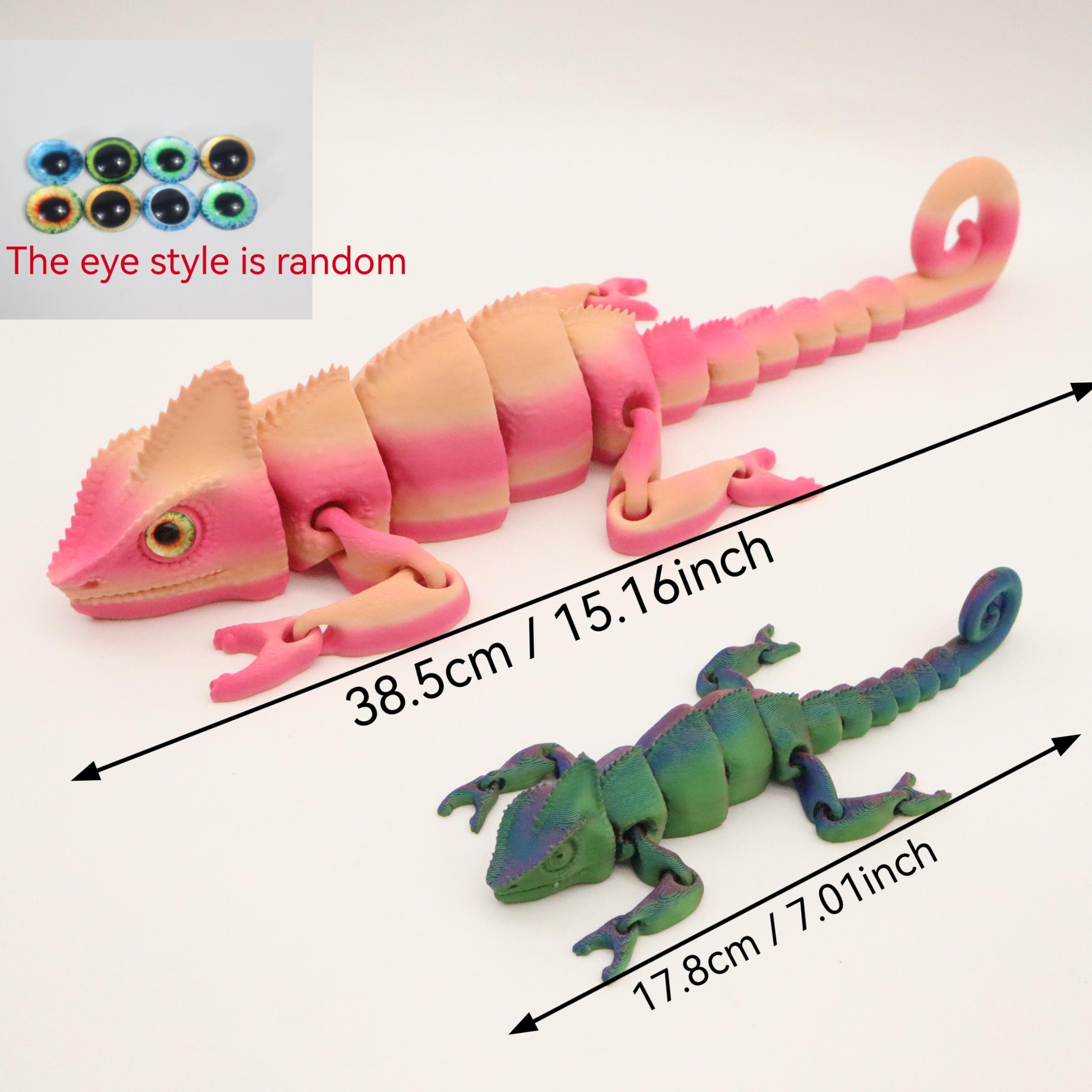 3D Printed Chameleon Figurine with Realistic Eyes, Moving Joints, Articulated Fidget Figurines, Home Decor, Christmas Gift, Birthday Present, Animal Statue