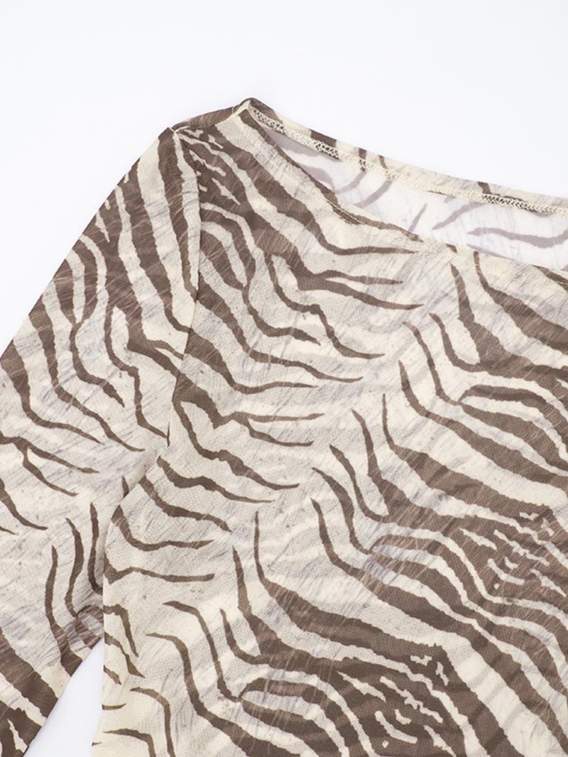 Women's Fashion Zebra Print Lightweight Loose T-Shirt Top, Casual Spring & Fall Wear, Versatile Ladies' Clothing