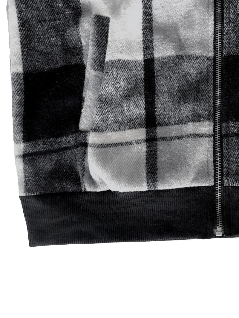 Women's Plaid Print Zip Up Bomber Jacket, Casual Long Sleeve Baseball Collar Outerwear for Spring & Fall, Ladies Clothes for Daily Wear, Casual Jackets, Zipper Jacket