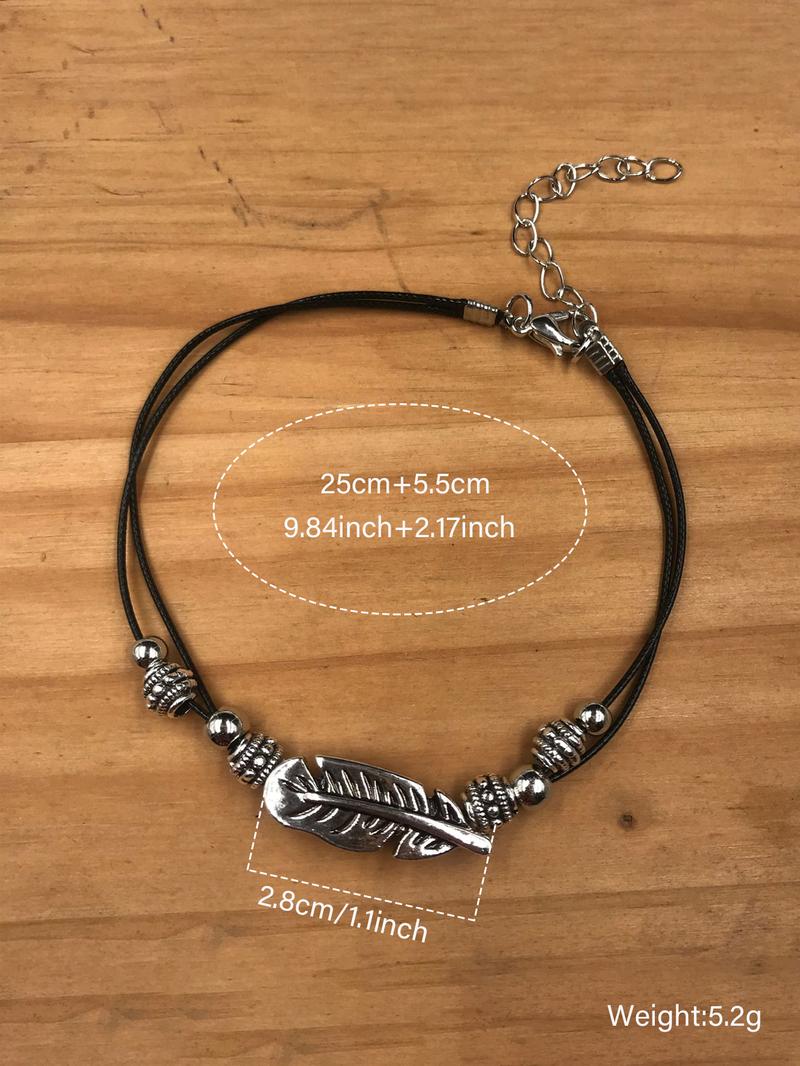 Boho Style Feather Design Anklet, Vintage Trendy Anklet for Women & Girls, Fashion Jewelry for Party, Daily Decor, Trendy All-match & Exquisite Jewelry for Birthday Gift
