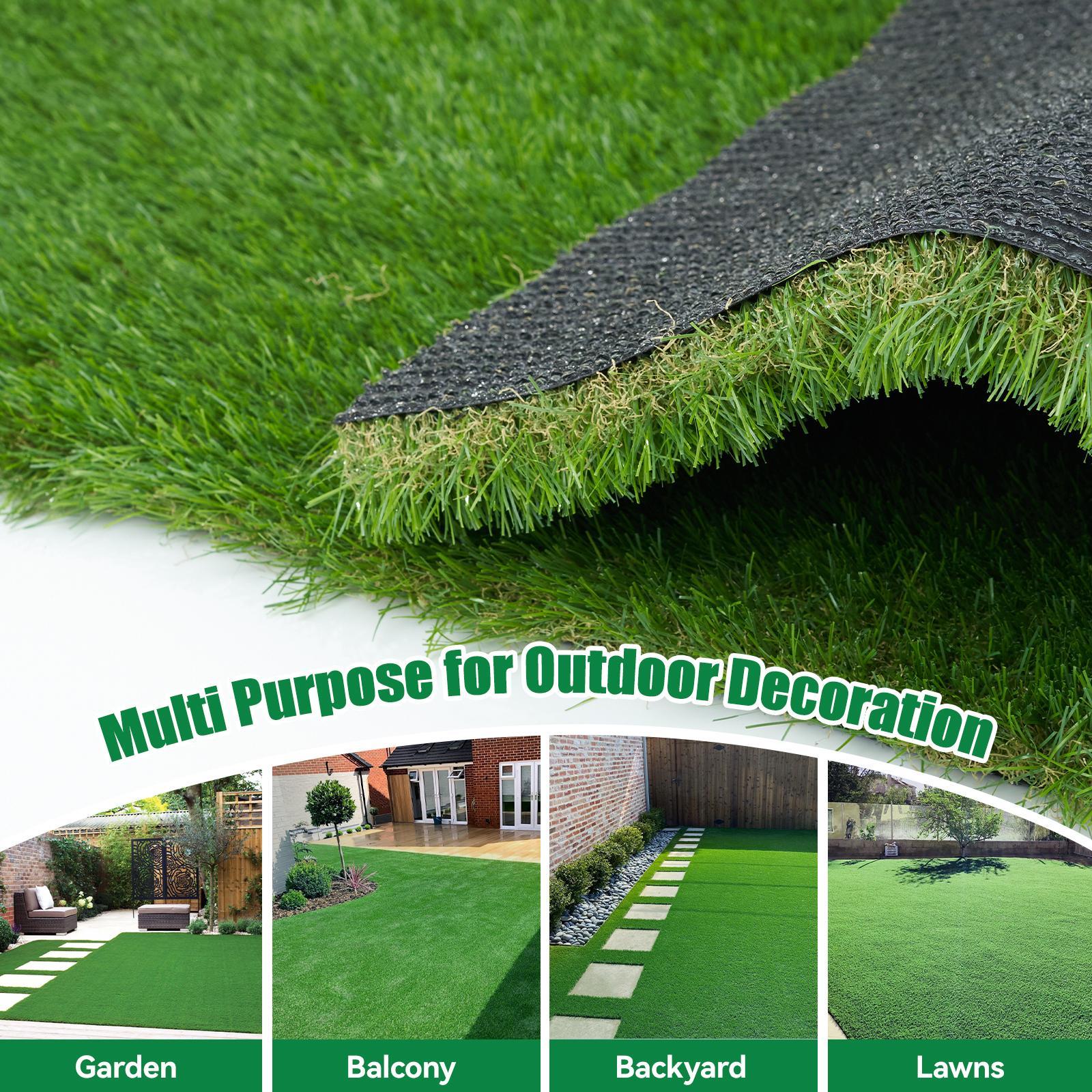 1.38" Artificial Grass Turf Lawn Mat for Pets - Realistic Synthetic Mat with Drainage Holes for Outdoor Use - Durable Rug for Dogs Cats & Festive Decor