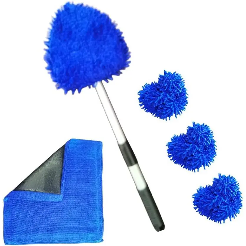 Clay Towel & Windshield Cleaning Tool Kit – 4  Microfiber Pads, Extendable Handle & Detailing Clay Towel –  Glass &  Care Combo