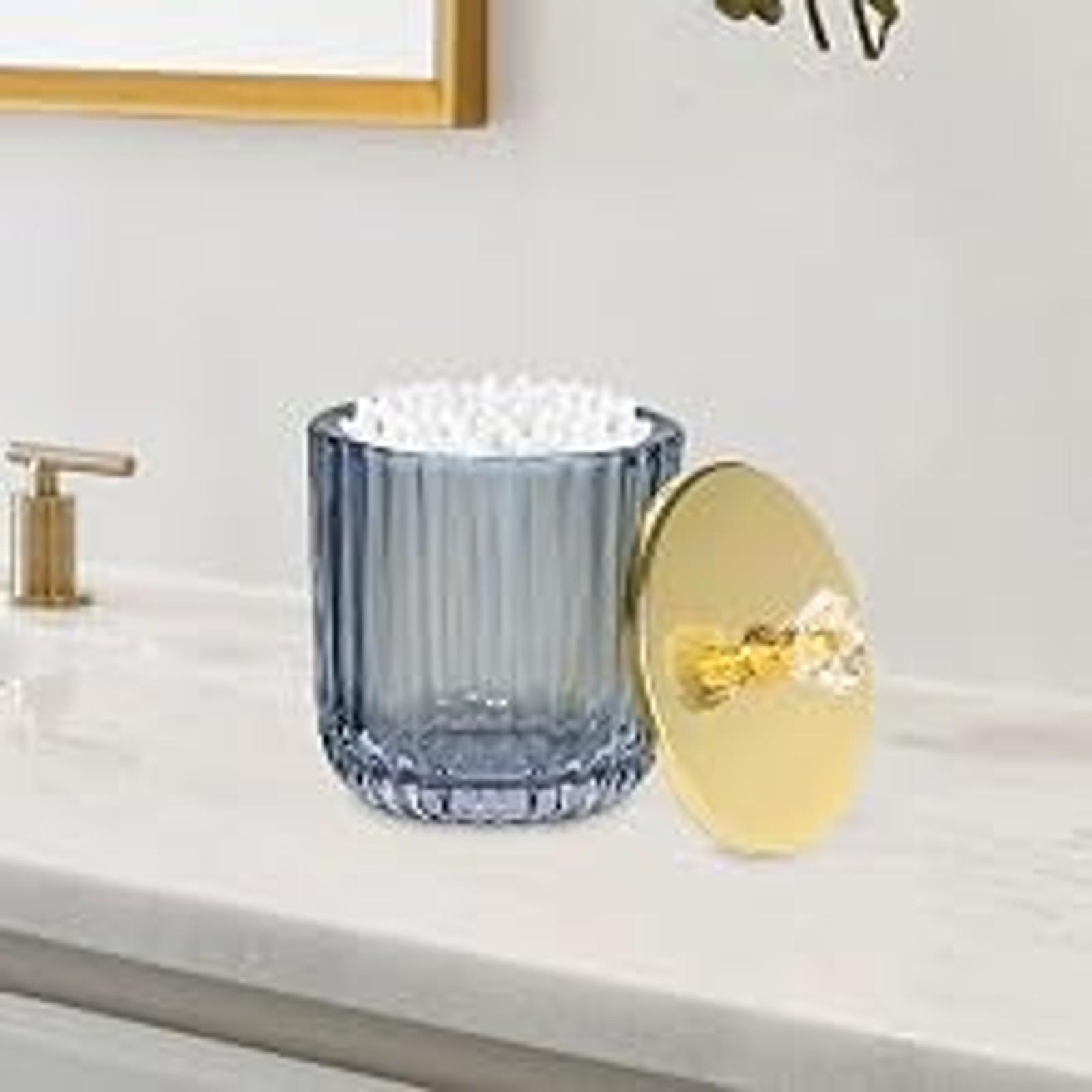 Glass Bathroom Accessories Set, Blue 4-Piece Bathroom Set
