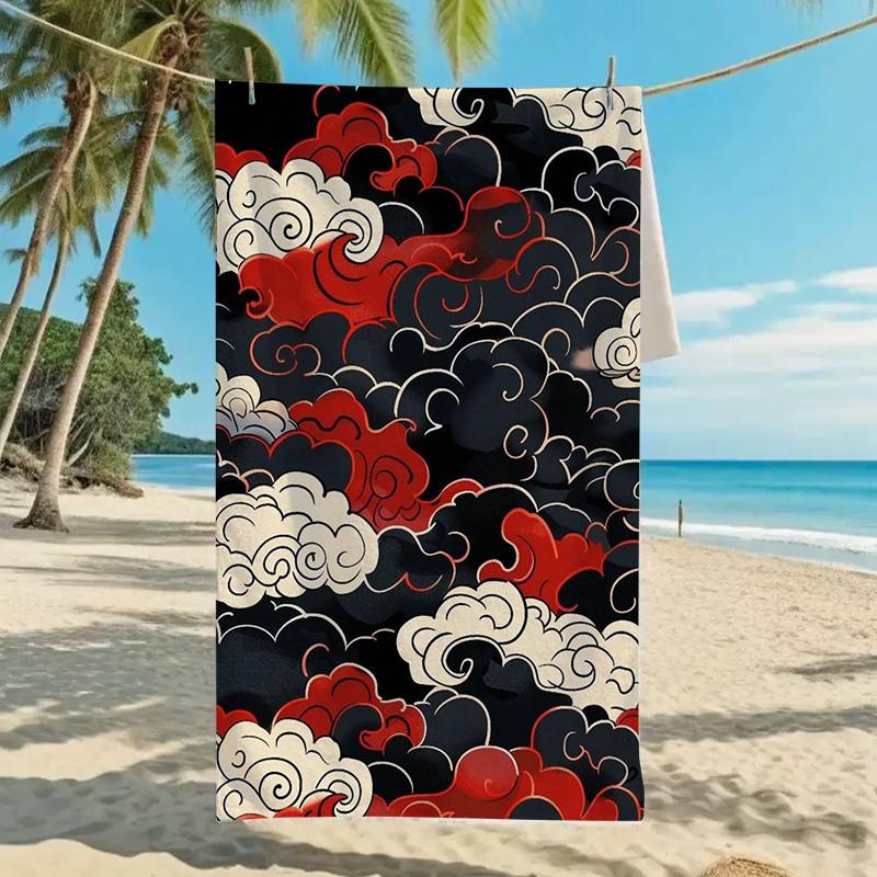 and Cloud Pattern Beach Towel, Quick-Dry Soft Microfiber, Lightweight Sand-Free, Multiple Sizes for Travel, Yoga and Swimming