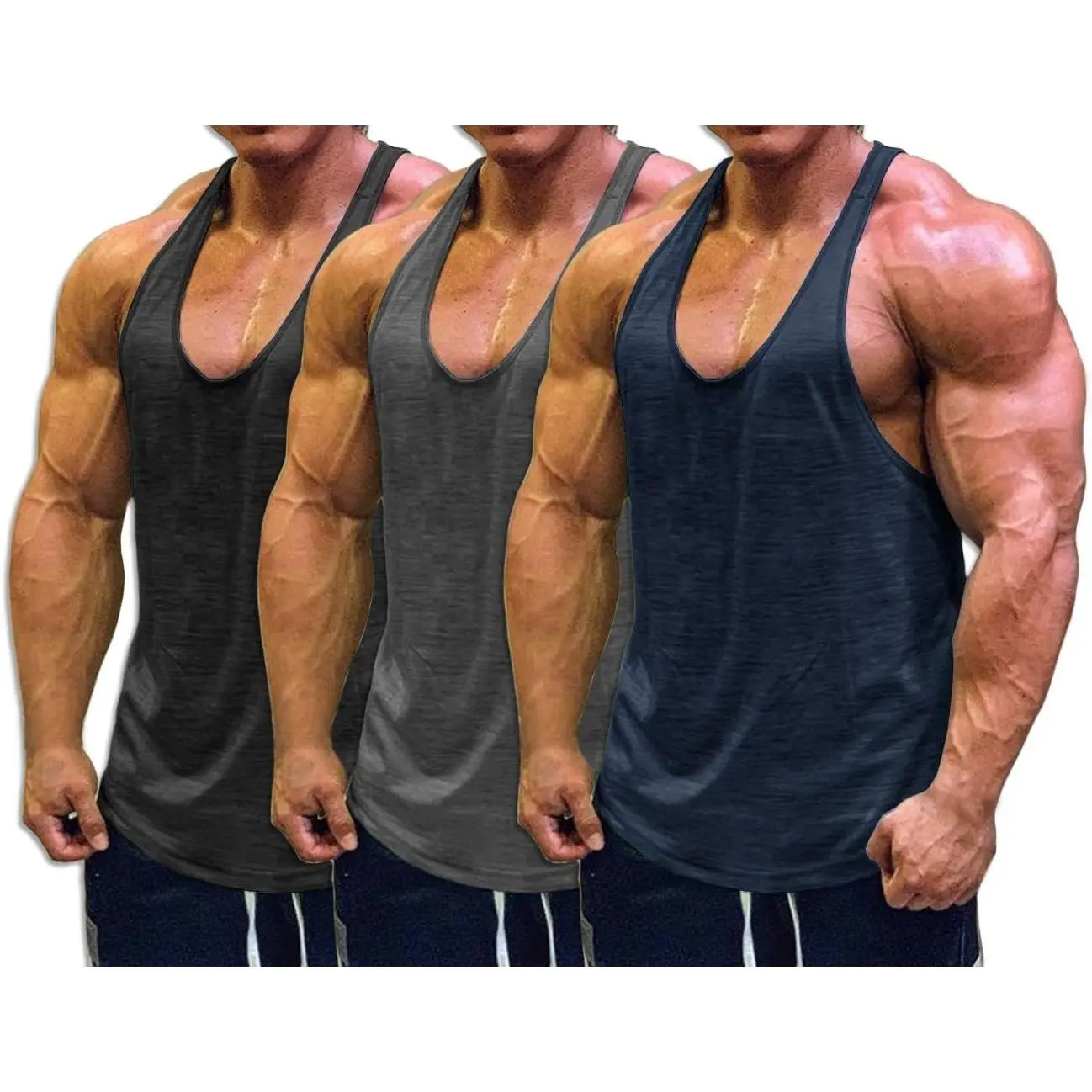Black/Grey/Blue/3 Pack - 2cm Shoulder