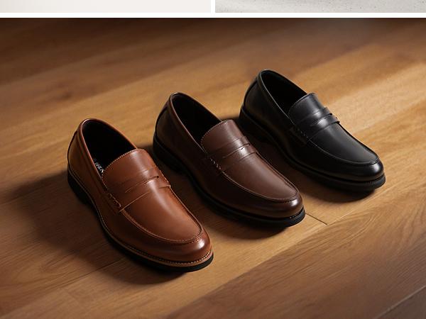 Bruno Marc Men's PU Leather Penny Loafers with Memory Foam Insole - Slip-On Walking Shoes for All Seasons