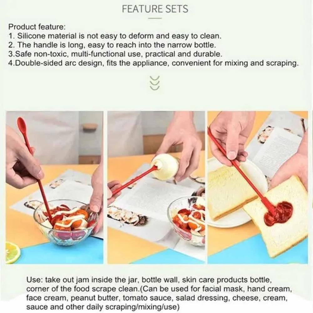 Multifunctional Silicone Scraper Spatula: Kitchen Baking Tool, Non-Slip Cooking Utter, Cosmetic Scoop, Portable Jam Jar Cleaner, No-Residue Dishwasher Safe Design, Effortless & Efficient Dual-Use Scraper, Kitchen Cooking Accessories