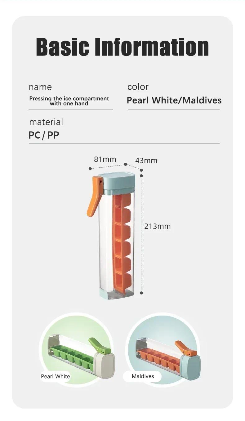 6 Grid Square Ice Cube Tray One Hand Press Silicone Ice Maker Mold Easy Release for Drinks Cocktails Home Kitchen
