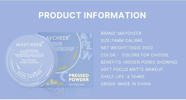 Long-Lasting Oil Control Powder Foundation, Waterproof & Sweatproof, Lightweight Breathable Makeup, Matte Finish Beauty Face Powder Box, Makeup Setting Powder