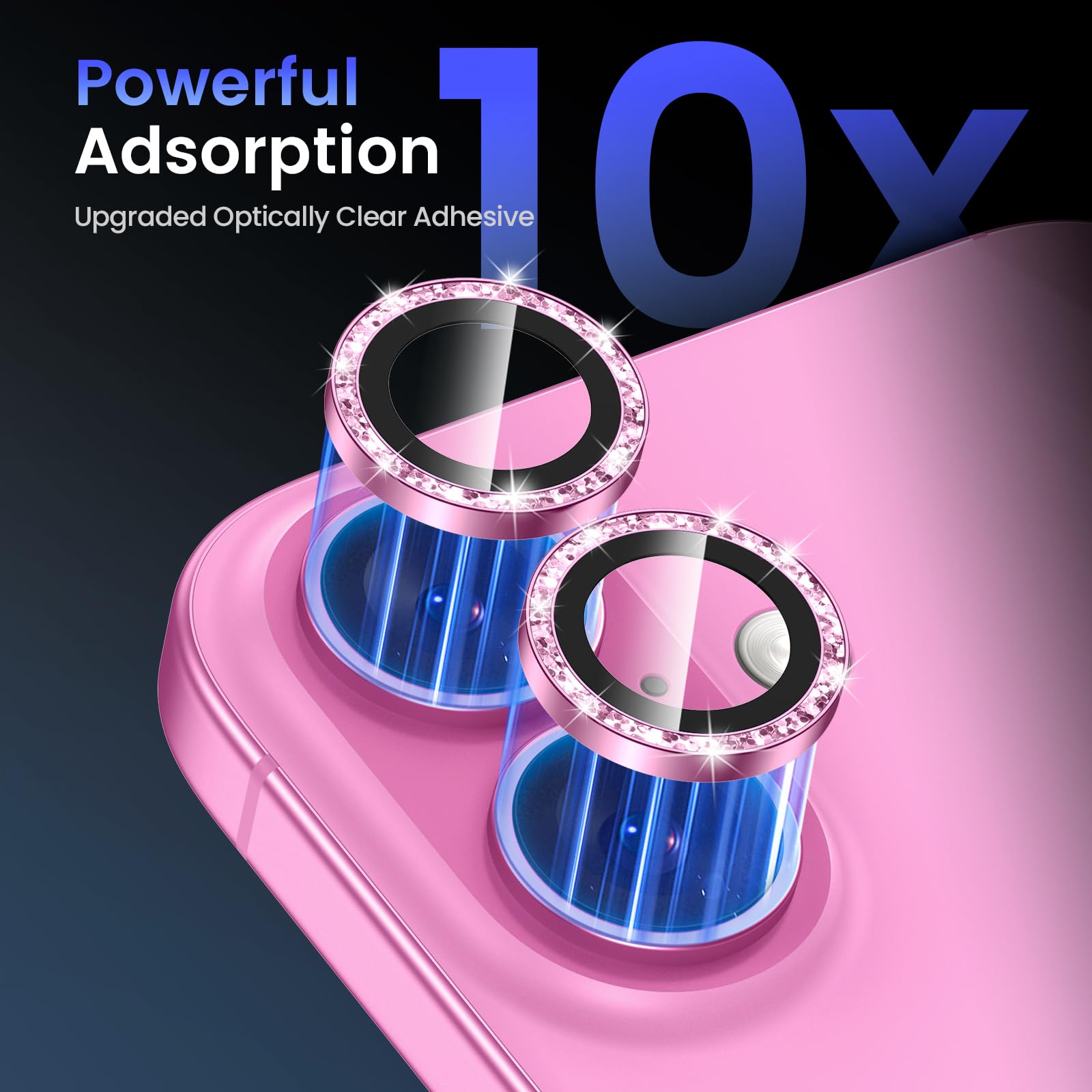 Camera Lens Protector Bling Compatible for iPhone 16 /iPhone 17 /iPhone 16 Plus , Protective 9H Tempered Glass Camera Cover Screen Protector Metal Ring Decoration Accessories