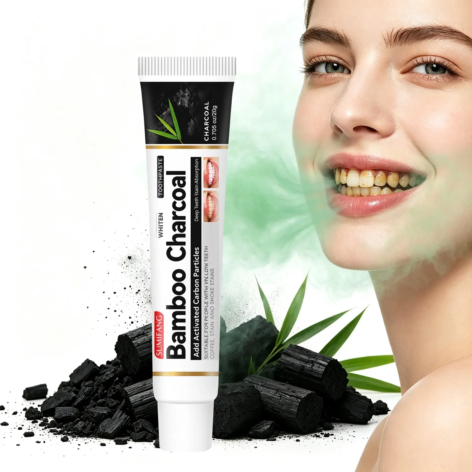 20g Bamboo Charcoal Toothpaste, Natural Bamboo Scent, Gentle Whitening, Fresh Breath, Reduces Stains, Daily Oral Care, Teeth Toothpaste