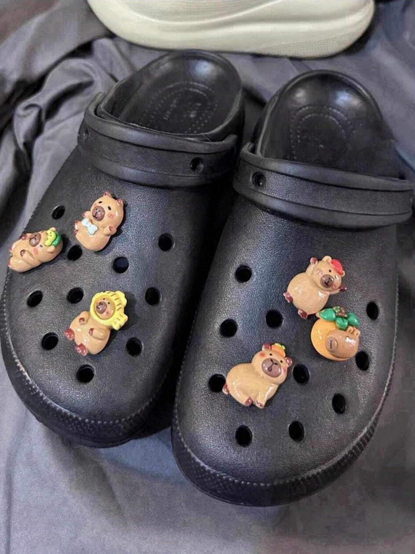 5-Piece Cute Cartoon Water Buffalo Shoe Decoration Set, Animal Design for Sandals & Clogs, Unisex DIY Accessories, Perfect Gift