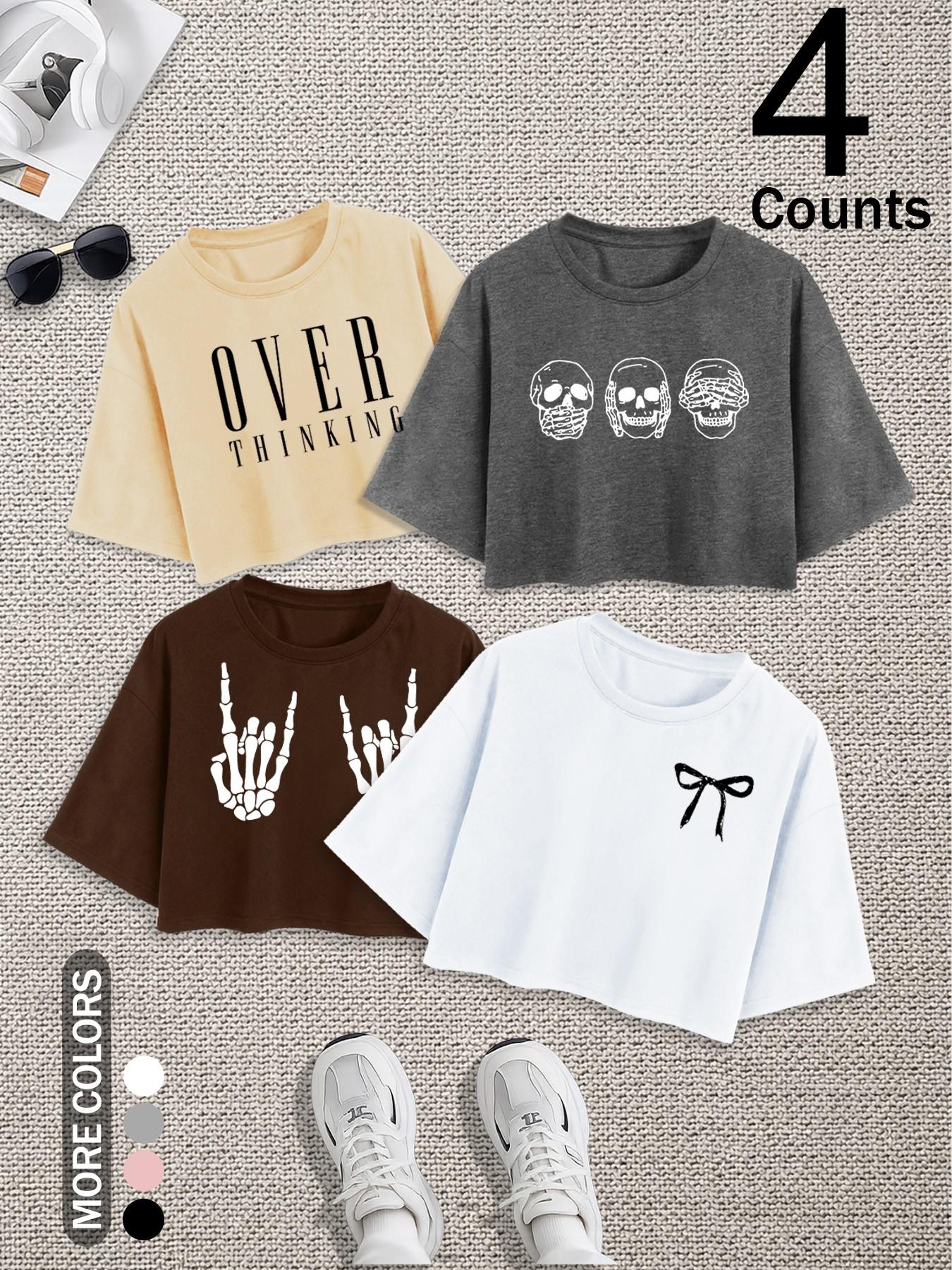 Women's Casual Loose Fit Short Sleeve Basic Minimalist Top Set, Soft Comfortable Fabric, Perfect for Outdoor Shopping & Summer Wear
