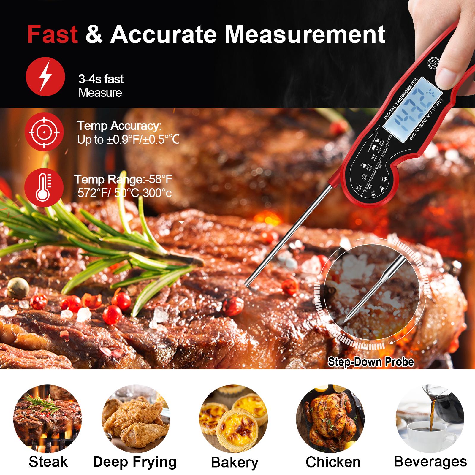 [BBQ Essential]Digital Meat Thermometer - 3s Instant Read Backlight Magnetic Waterproof for Steak Cooking, Grilling, Frying, Roasting Kitchen Utensils,Labor Day Special Gifts for Men Him Dad Birthday Kitchenware Oven Modern,Halloween Gift
