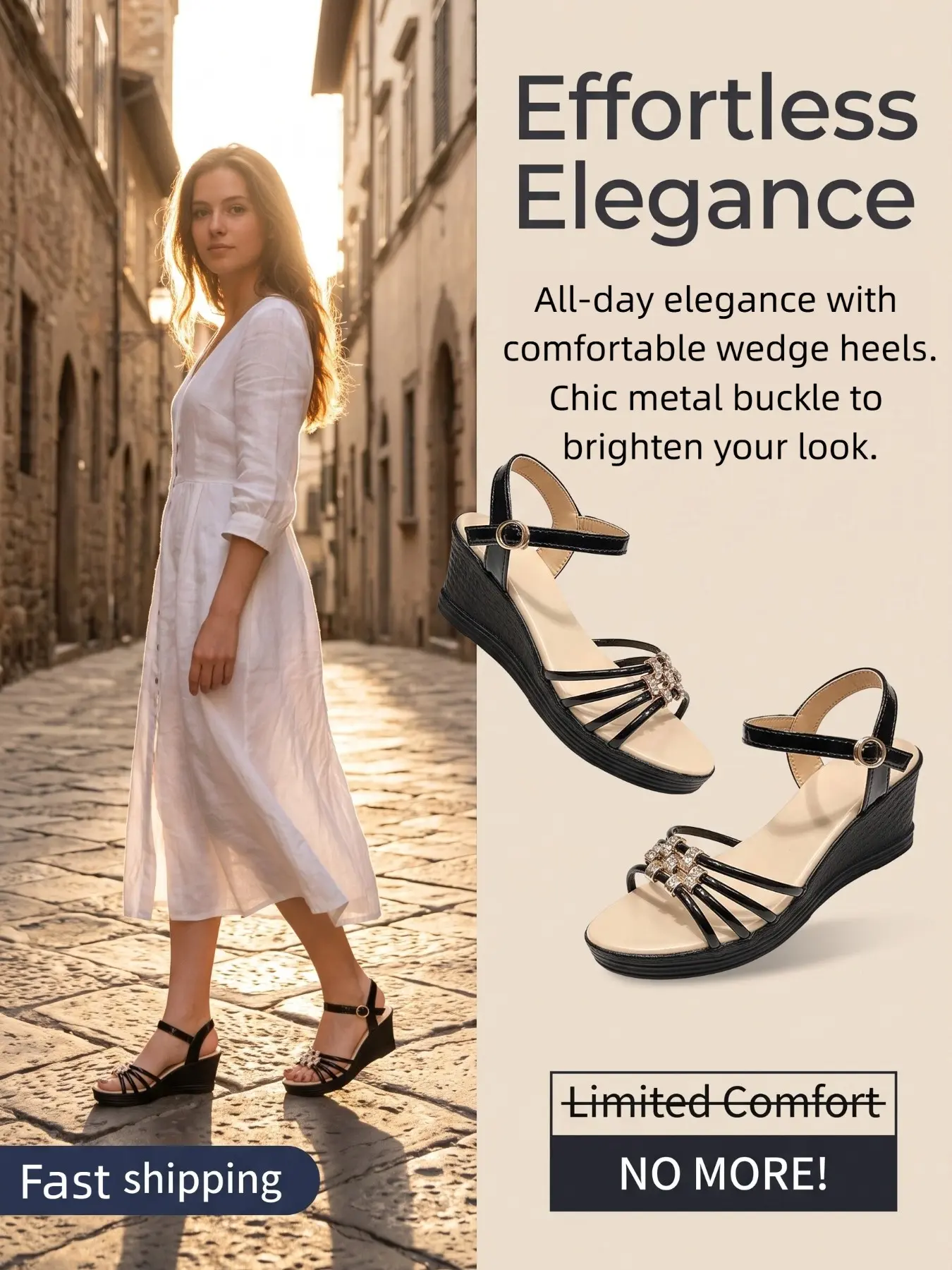 Women's Open Toe Cross Strap Thick Sole Wedge Sandals, Adjustable Buckle Anklet Design, Floral Print, Casual Summer Beach Shoes