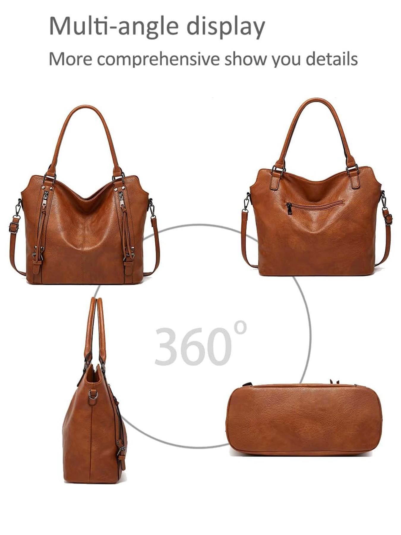 Women's Artificial Leather Tote Bag, Zipper Crossbody Shoulder Bag, Crossbody Purse Handbags, Large Capacity Handbag for Work and Office, Commuter Mom Bag, Commuter Purses, Mother's Day Gift #GLOBAL PICKS