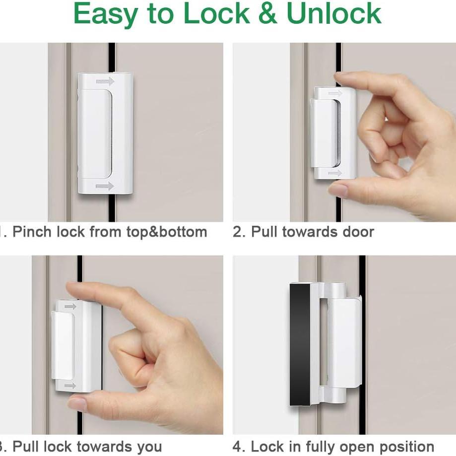 Home Safety Door Reinforcement Lock, Child Safety Lock for Inner Opening Front Door, 800 Lbs Pull Force, Bedroom Use, 8 Screws Included