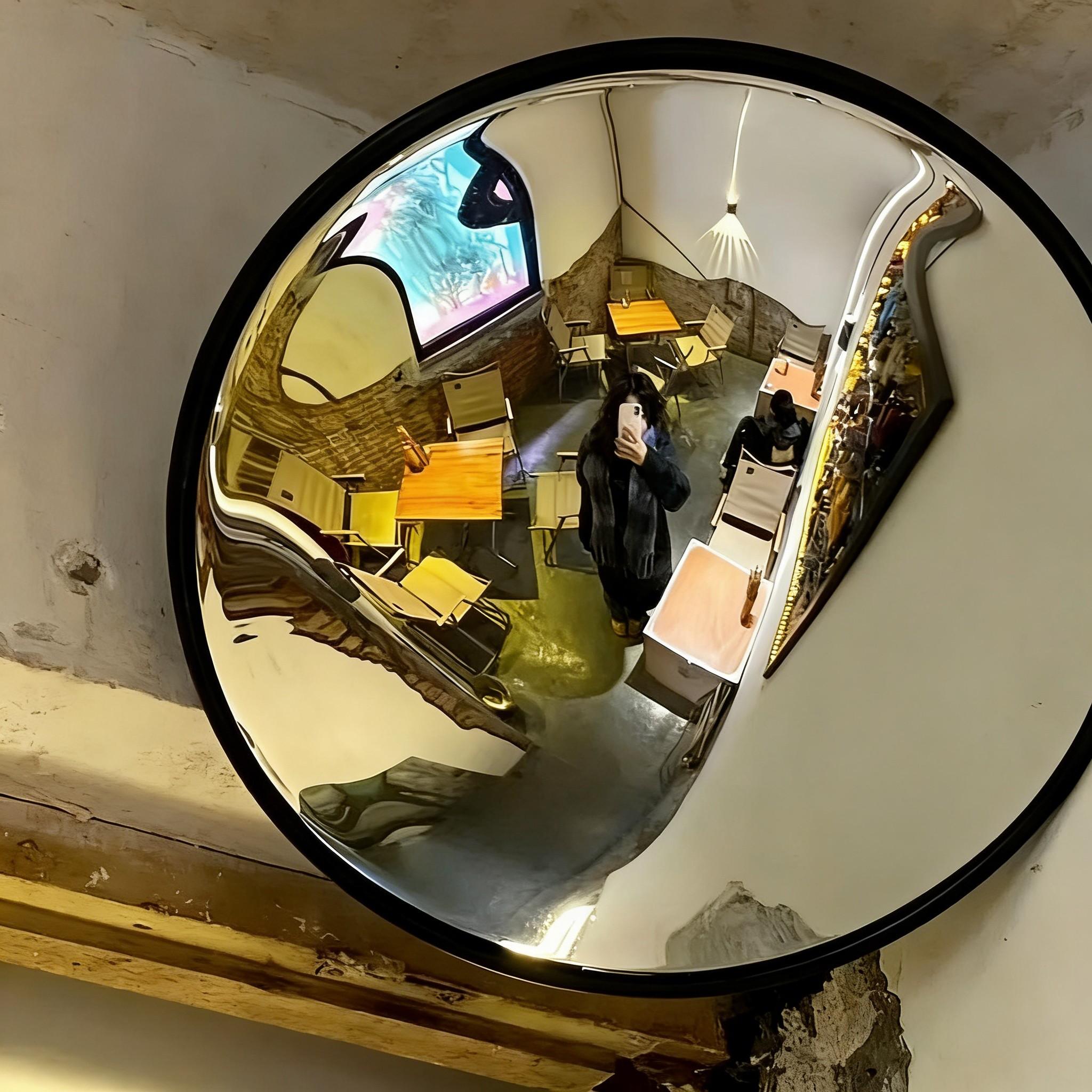 Stylish Wall‑Mounted Convex Fisheye Mirror, Wide‑Angle Selfie Must‑Have, Modern Industrial Home Decor