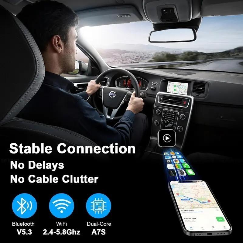 2025 Wireless CarPlay Adapter for iPhone/Android - Fast Connection, No Delay, Hands-Free Calling Wireless Adapter Mini USB Car Design, Apple CarPlay Plug-and-Play, Easy to Use