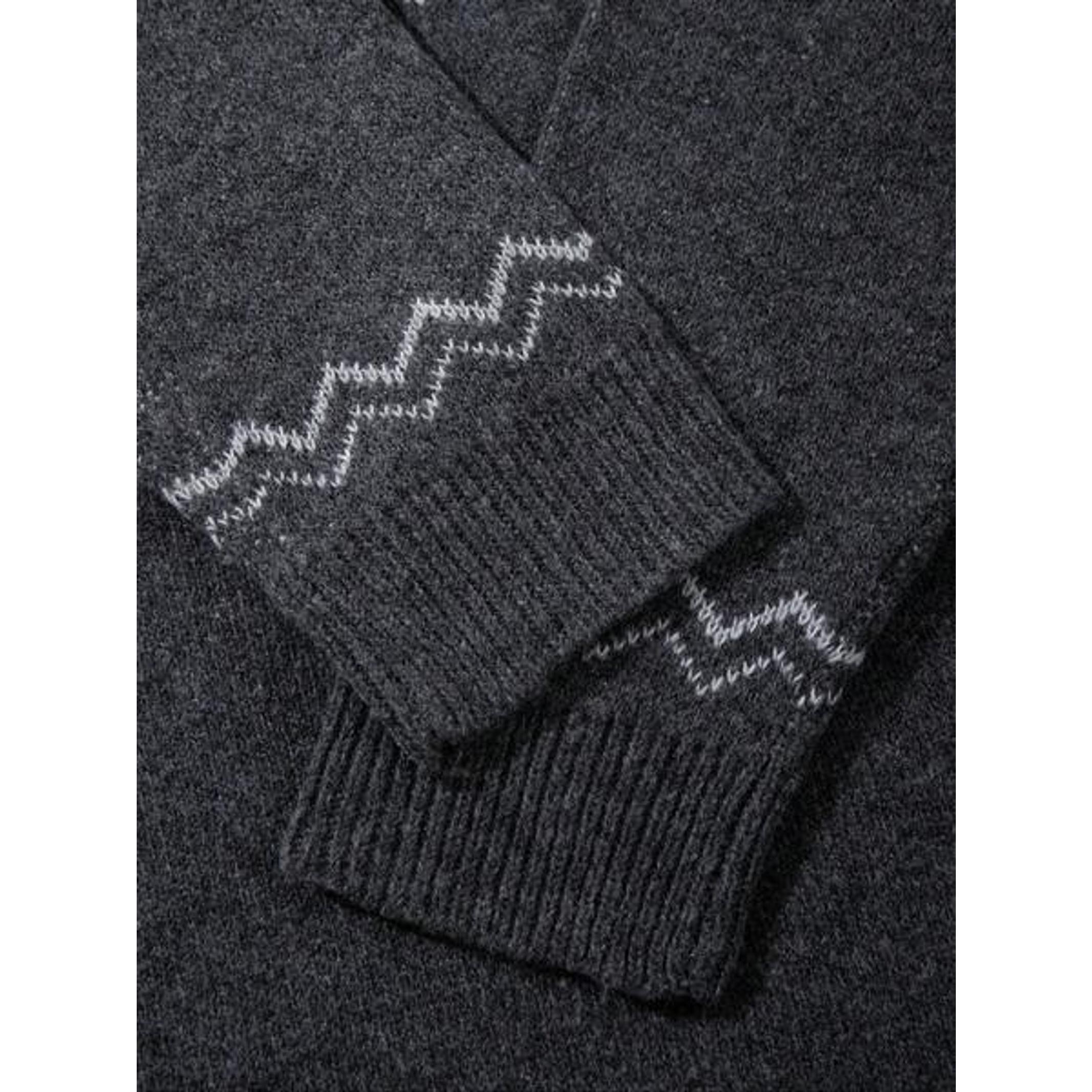 Men's Autumn Winter New Round Neck Nordic Style Geometric Pattern Unisex Knitted Long Sleeve Pullover Sweater Top