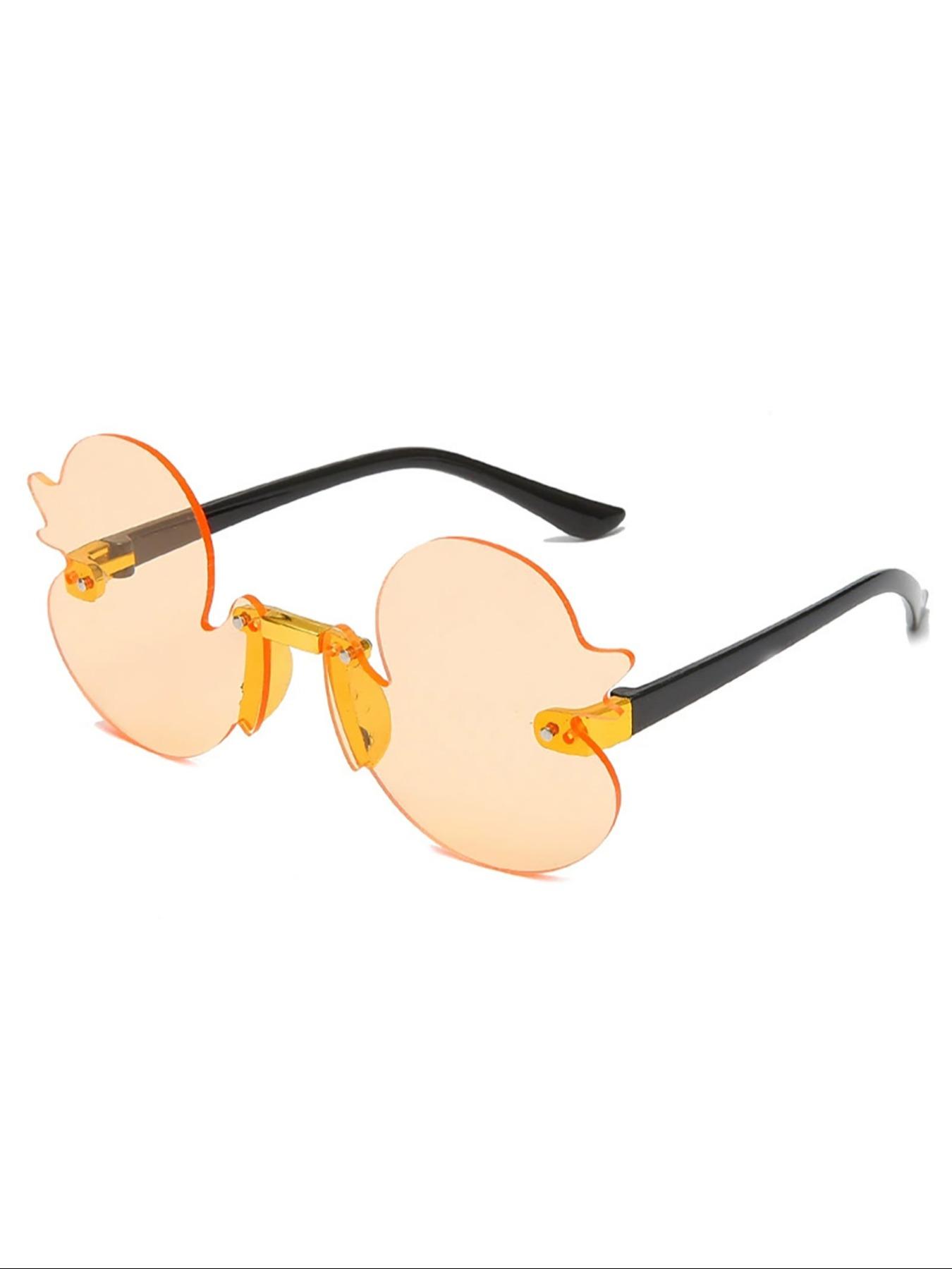 Frameless Duck Sun Glasses, Cute Cartoon Design, UV Protection, Decorative Lenses, All-Season Wear, PC Material, Non-Color Changing