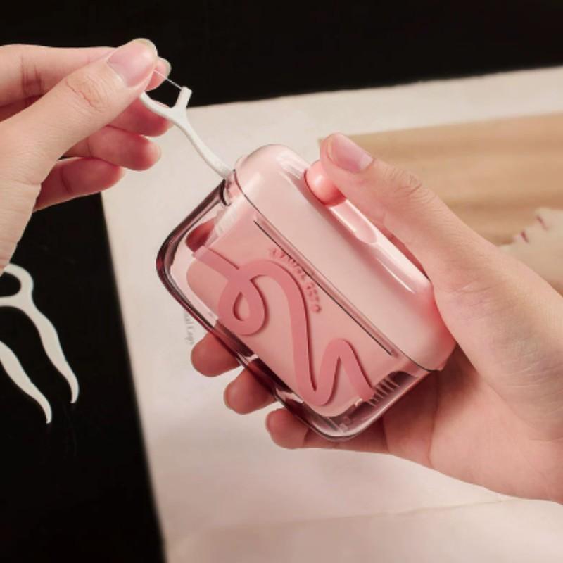 Portable Floss Stick Holder, Automatic Pop-Up Dental Floss Box, Compact Travel Essential, Ideal for Business Trips and Tourism