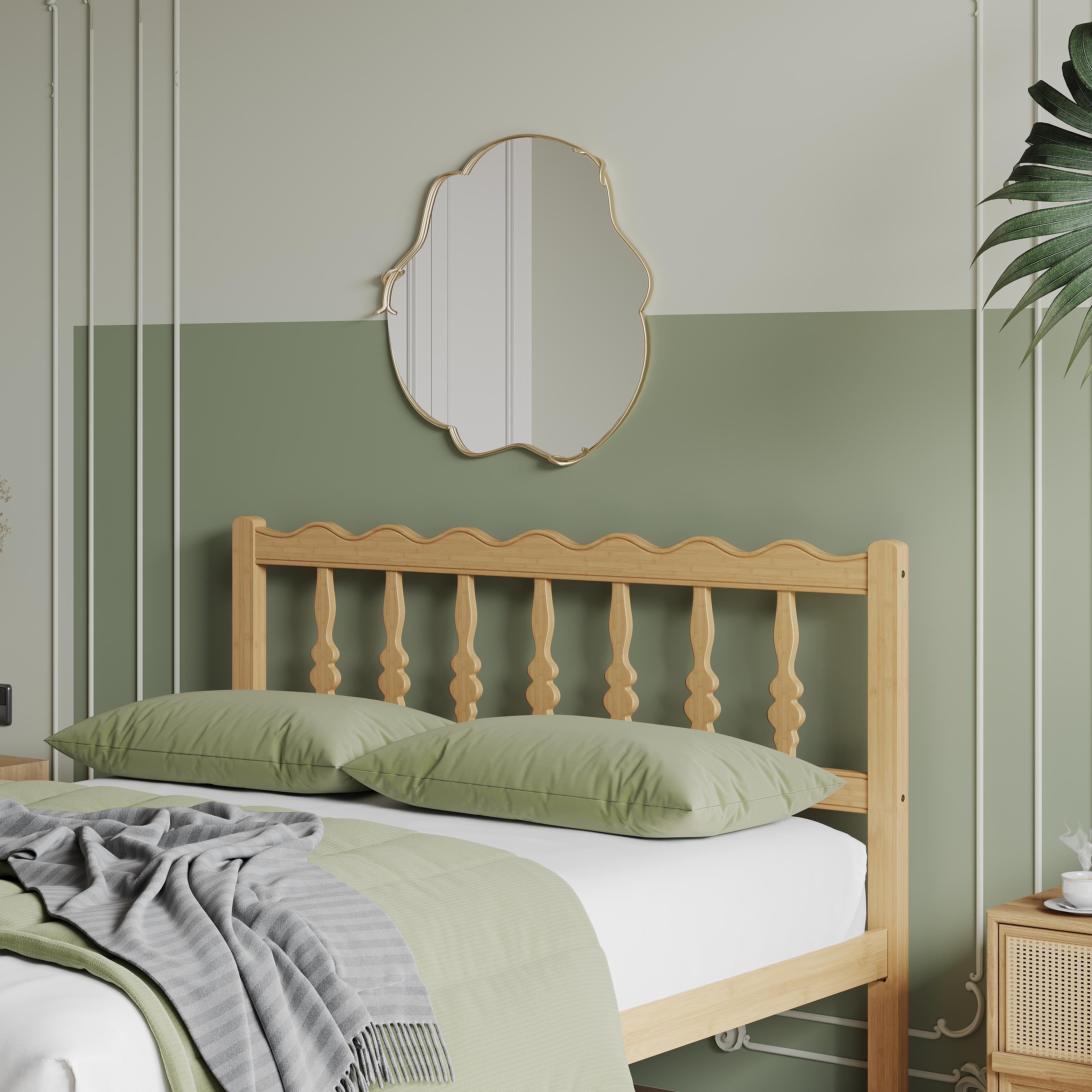 Aardhen Modern Platform Bed Frame with Wavy Headboard 14in Height No Box Spring Needed Easy Assembly with Metal Slats for Silent Stability