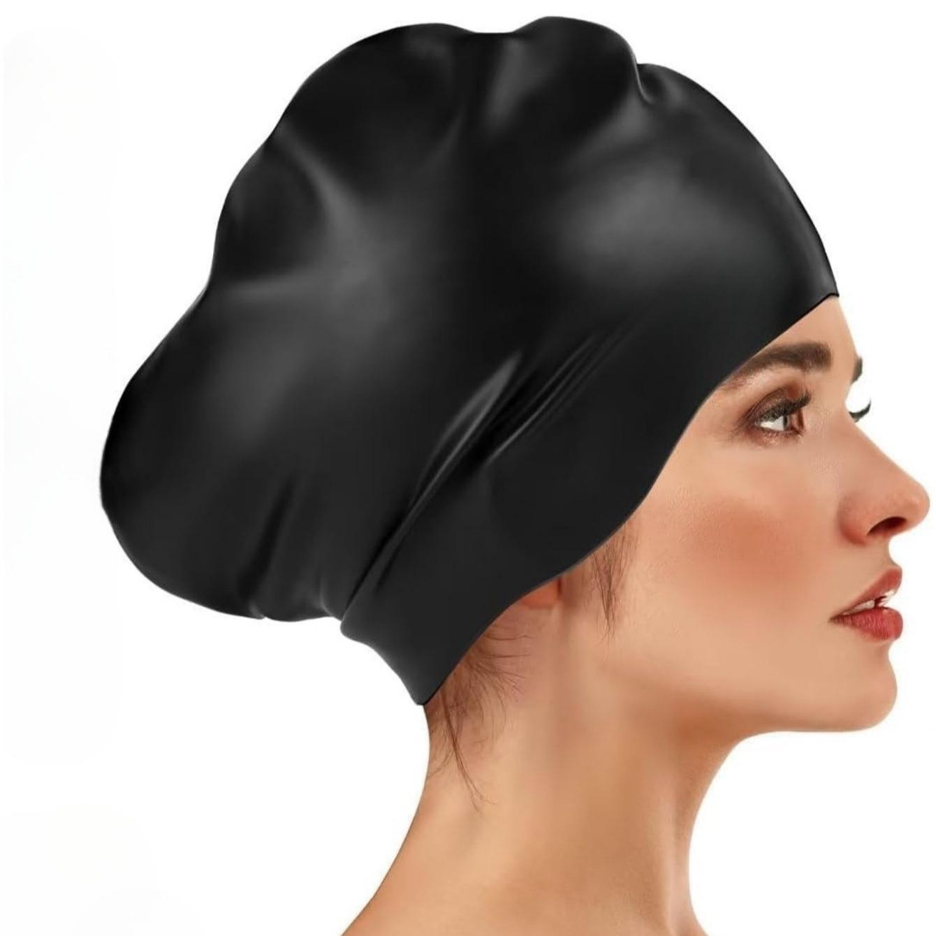 Extra Large Braided Hair Silicone Swim Cap, Waterproof, Keeps Hair Dry, Suitable for Adults and Teens, Easy to Wear, Swimming Hat