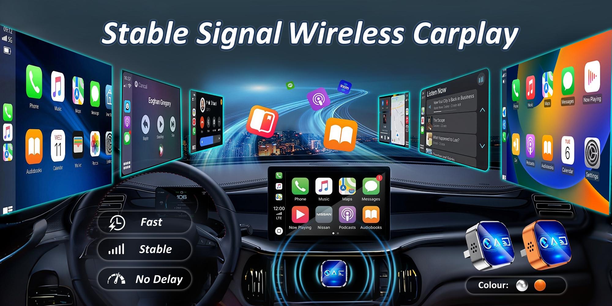 Wireless CarPlay Adapter for iPhone & Android, 2.4G+5G Dual Band BT5.0 CarPlay Dongle, Plug & Play Auto Reconnect, USB/Type-C Dual Port, Mirror Link for Wired CarPlay Carsy Cars for iPhone and Android