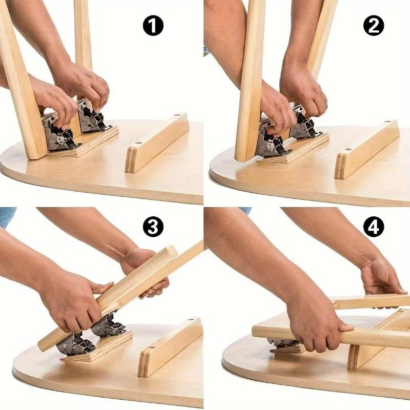 2pcs Foldable Bracket Self-Lock Hinge Hardware With Screws Lock Extension Support For Table Leg, Bed Leg, Workbench, Black