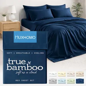 Extra Deep Pocket Bamboo Sheets, 3/4 PCS Ultra-Soft Luxury Feel - Ultra Cooling Sheets, Hotel Luxury Fitted Sheet Set, Soft Wrinkle-Free For Extra Deep Mattresses, Soft Sheet & Pillowcase Sets, King Size, Include Random Color