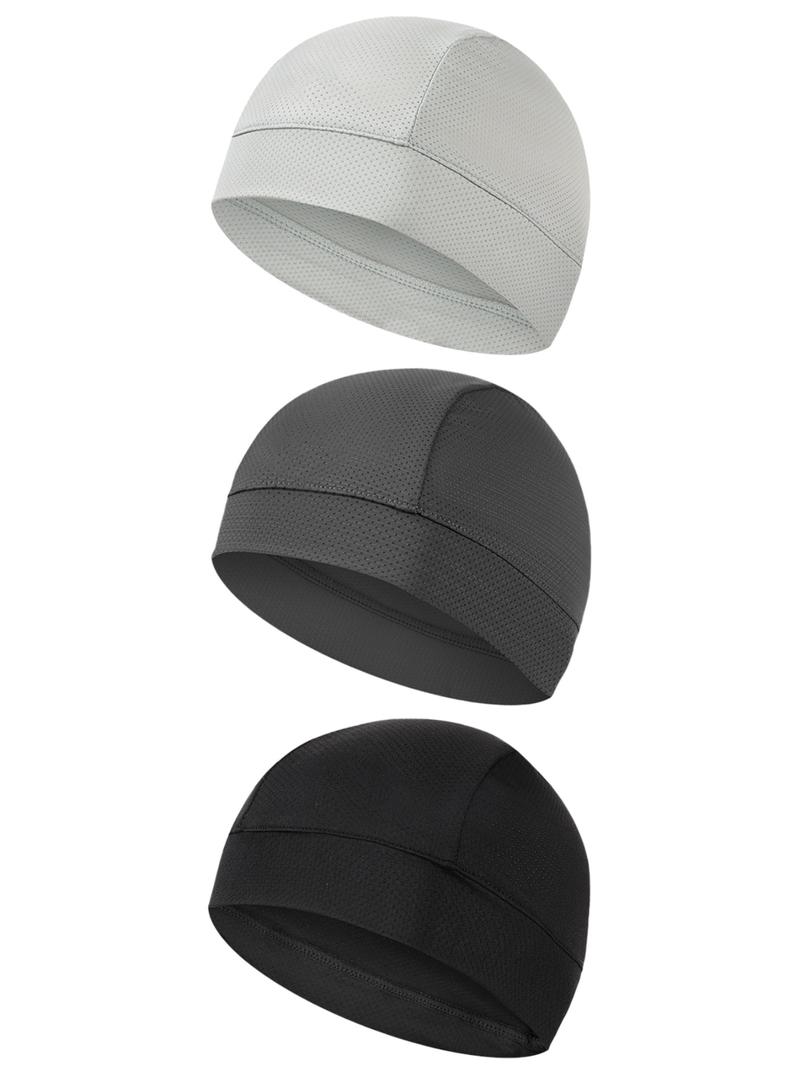 Unisex Solid Color Cycling Cap, 3 Counts Sports Cycling Liner Cap, Sweat-absorbent Sports Cycling Cap Uv Protection for Men & Women