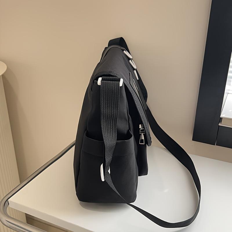 Fashion Casual Ita Crossbody Bag for Students, Lace-Up Slouch Shoulder Bag with Mesh Pocket & Clear Card Slot, Versatile Daily Commute & School Tutoring Bag