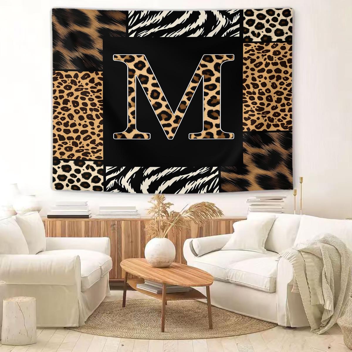 Animal Print Monogram Wall Tapestry, Leopard Zebra Tiger Initial Wall Hanging for Bedroom Dorm, Home Decor Gift for Animal Lovers Animal Print Monogram Wall Tapestry, Leopard Zebra Tiger Initial Wall Hanging for Bedroom Dorm, Home Decor Gift for Anim