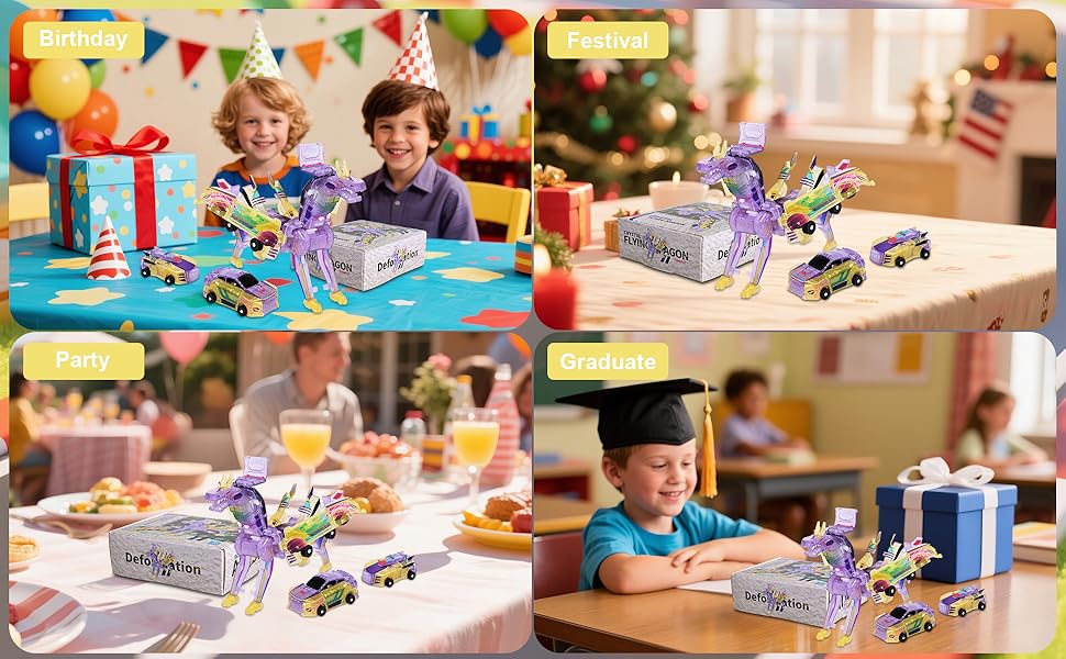 Dinosaur Transforming Car Toy, Magnetic Cars Transform into Dinosaurs,Fun - Collision Transformation Car Toys for Boys & Girls|Party Favors Gift for Birthday, Christmas (Blue) dinosaur toysdinosaur toys collision transforming dinosaur car toy