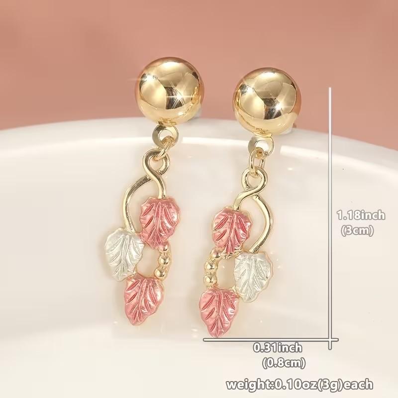 Boho Clover Earrings, Vintage Grape Leaf Design, Women's Fashion Silver Color Jewelry, All-Season Daily Wear, Casual Accessories