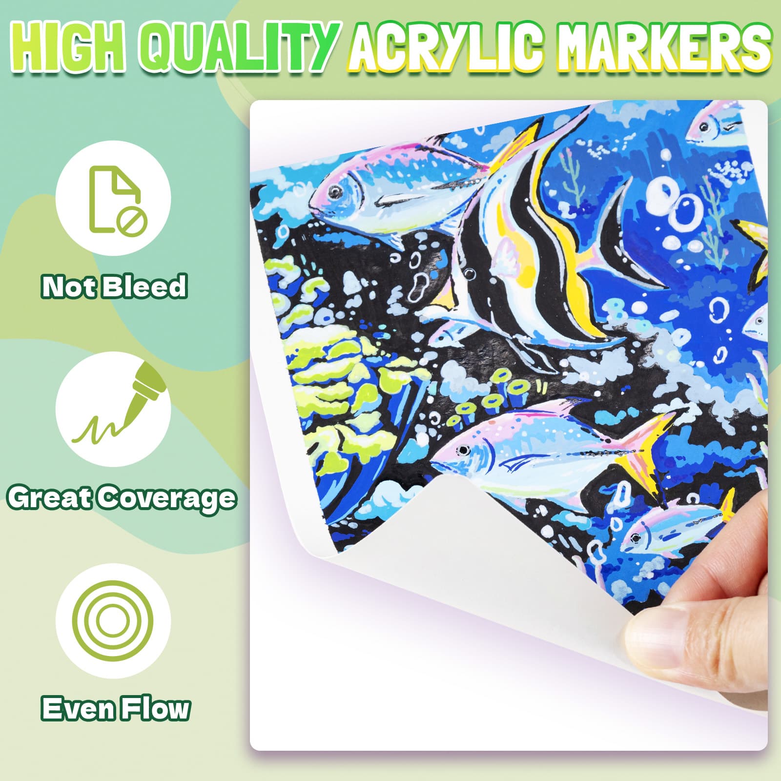 Acrylic Paint Markers Brush Tip,Automatic Ink Control Acrylic Paint Pens,No Bleed & Good Coverage Acrylic Markers for Coloring Books,Rock Painting,Canvas,Ceramic,Wood - LET'S RESIN