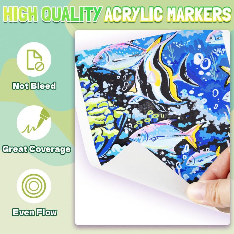 Acrylic Paint Markers Brush Tip,Automatic Ink Control Acrylic Paint Pens,No Bleed & Good Coverage Acrylic Markers for Coloring Books,Rock Painting,Canvas,Ceramic,Wood - LET'S RESIN