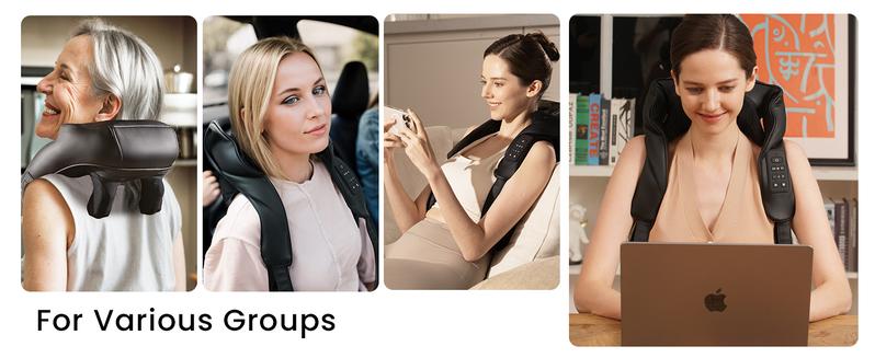 Neck Massager with Heat – Cordless 6D Shoulder Massager with Adjustable Width, 6 Nodes, Fits Broader Bodies, for Neck, Back, Traps – Gift for Men & Women – MASGRE