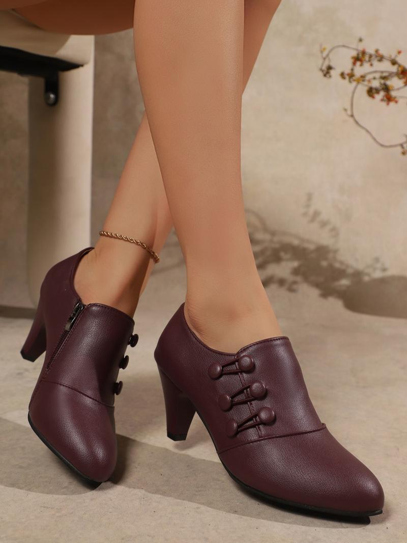 Women's Short Boots, Chunky Heel Design, Thick Heeled Boots, Fashionable Comfort Shoes, Perfect Casual Match, Durable Structure, Stylish and Comfortable