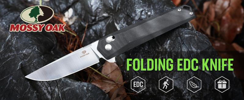#JumpstartSale MOSSY OAK Folding Pocket Knife, 3.5-Inch D2 Steel Drop Point Blade, G10 Handle, Small EDC Knife with Belt Clip for Camping, Hiking