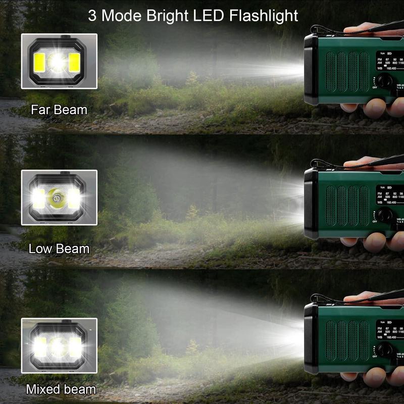 Solar Emergency Radio, 10000mAh Hand Crank Radio, NOAA AM FM Weather Radio with Flashlight & Reading Lighting Lamp, Phone Charger for Emergency