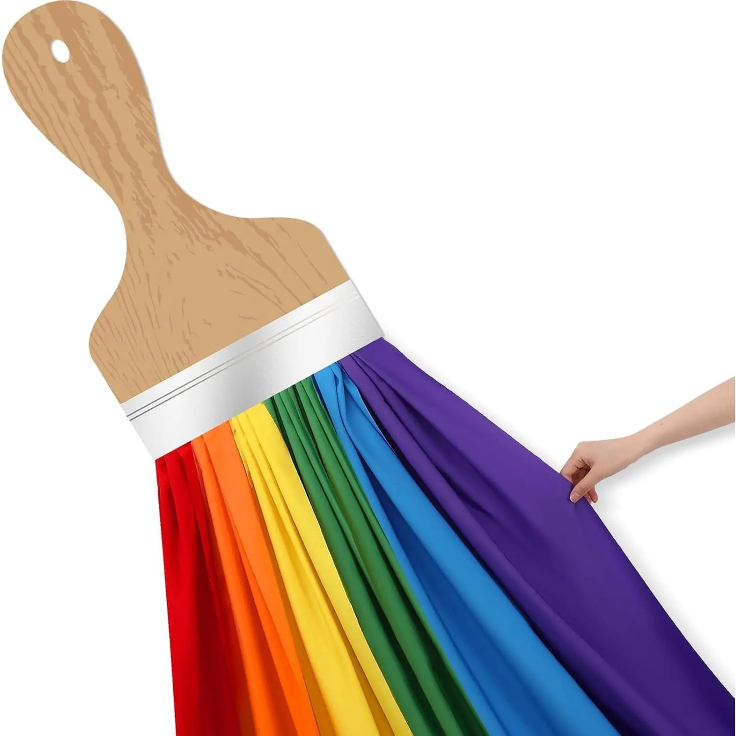 85 Inches 3D Art Painting Classroom Wall Decor Rainbow Bulletin Board Decorations DIY Paint Brush Cutout Rainbow Cloth Back to School First Day of School Chalkboard Decor