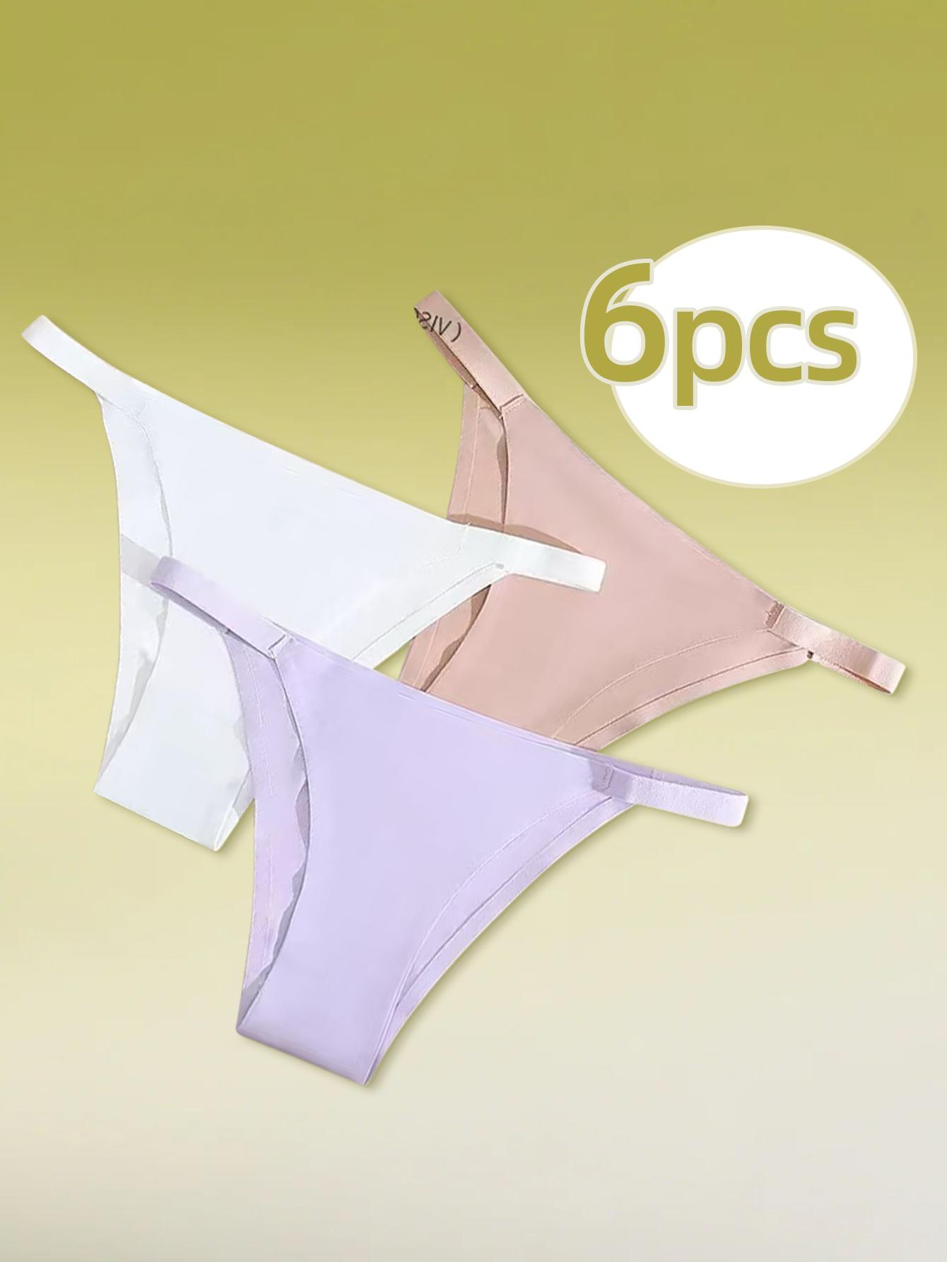 6pcs Of SeamlessWomen'SUnderwear, Fan-shaped, SeamlessTechnology.The Fabric ls Light AndBreathable, Suitable ForVariousCombinations And ShowsExguisiteness.
