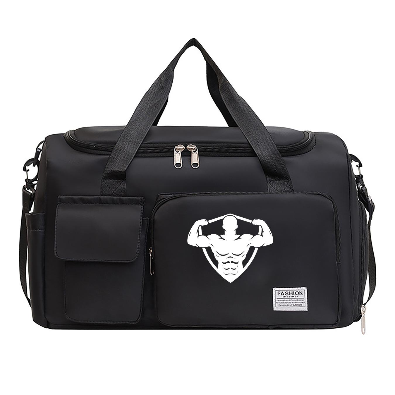 Men's Fitness Muscle Print Sports Bag, Large Capacity Handbag, Crossbody Training Bag, Yoga Backpack, Lightweight Travel Bag